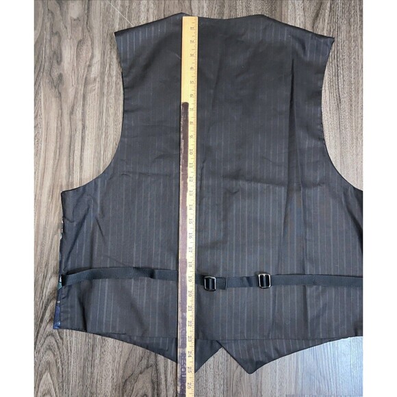 Vtg Brandon Michael Antique Victorian Floral 3 button vest pin stripes back Lg - Picture 11 of 13